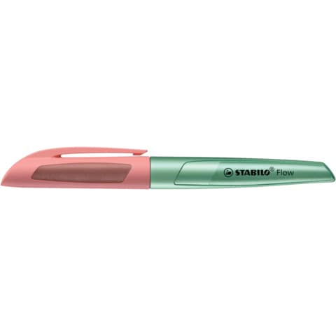 Penna stilografica Stabilo Flow Cosmetic - 0,5 mm - inchiostro blu - fusto rosa/verde metallizzato - 5072/4-41